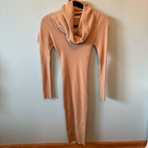Hera Collection Tan Cowl Neck Sweater Dress